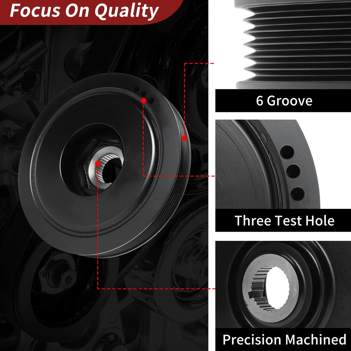 Harmonic Balancer Crankshaft Pulley for Acura MDX, Honda, Saturn (2001-2006)