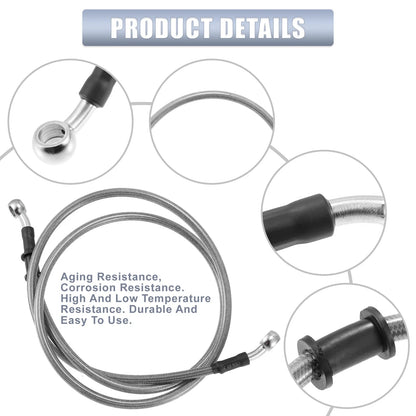 51.18 10mm ID Motorcycle Brake Line Hose Cable Silver Tone for Motorcycle