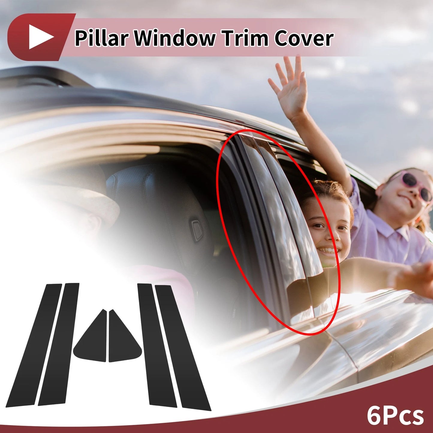 6 Pcs Car Door Pillar Window Trim for Suzuki SX4 (2007-2014) Black