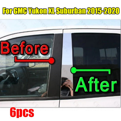 6x Chrome Pillar Trim Door Cover Mirrored Post for GMC Yukon XL Suburban (2015–2020)