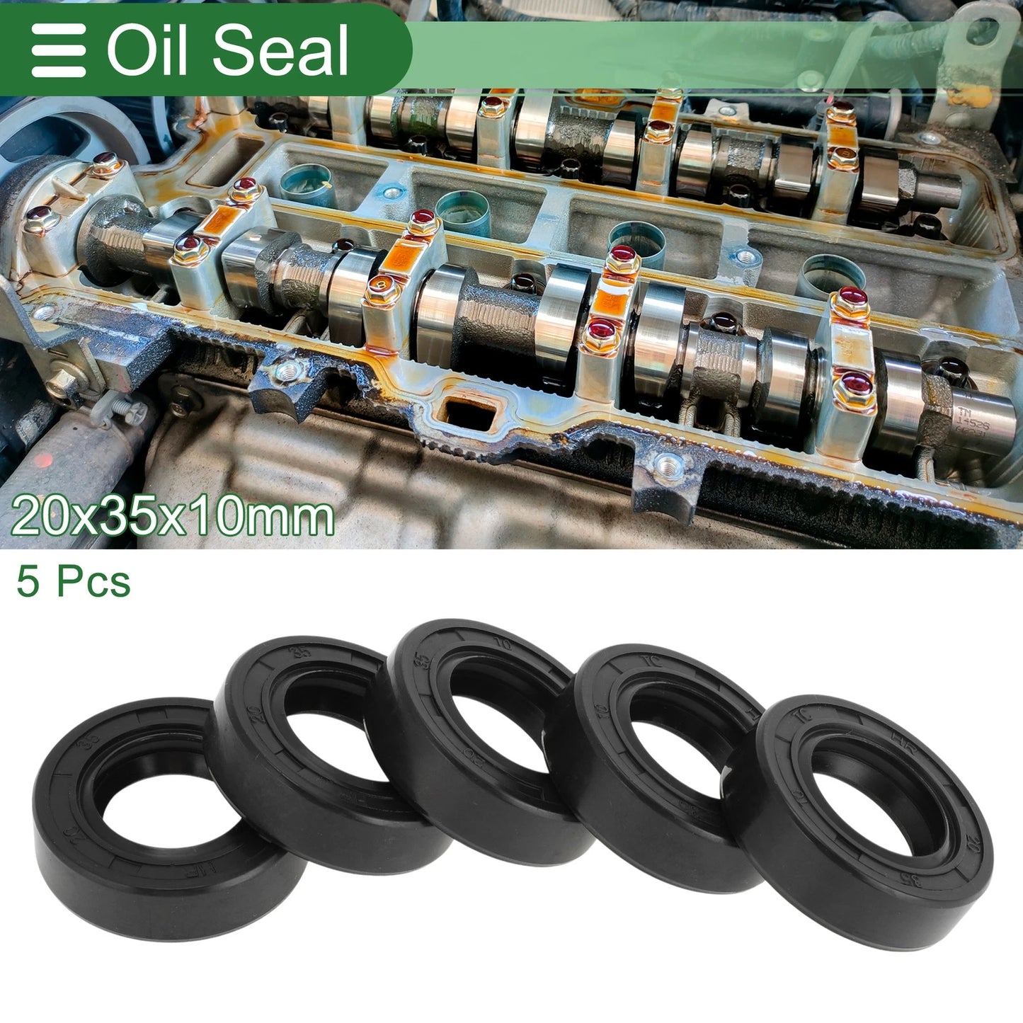 Oil Seal / 20x35x10mm Black 5 Pcs / Seal Ring Rotary Shaft Seal NBR Rubber