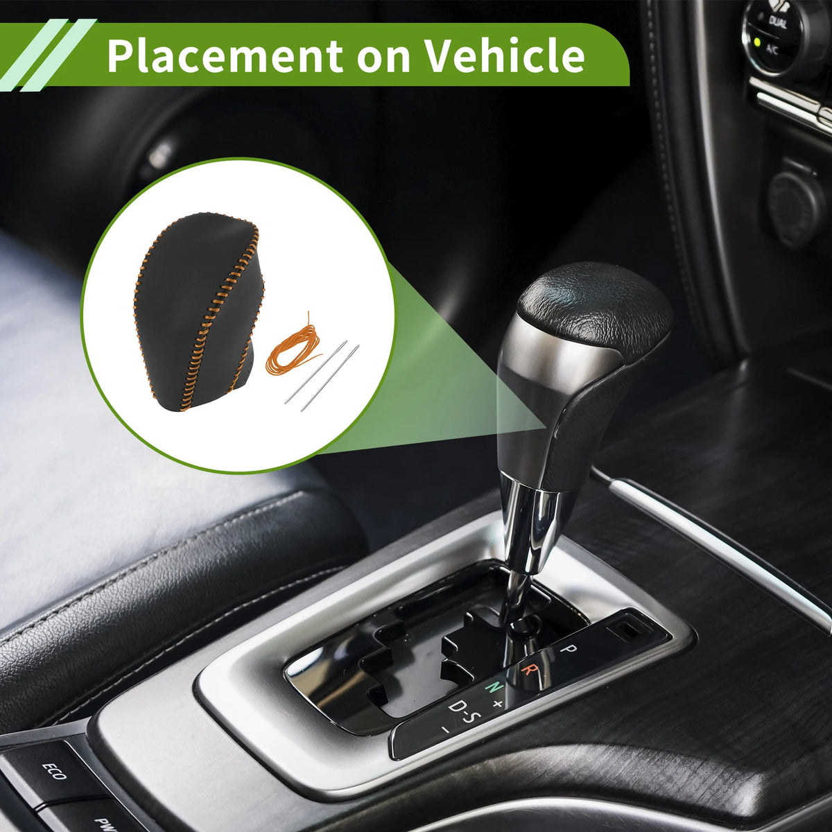Gear Shift Knob Cover for Toyota Highlander 2008-2013 Black Orange