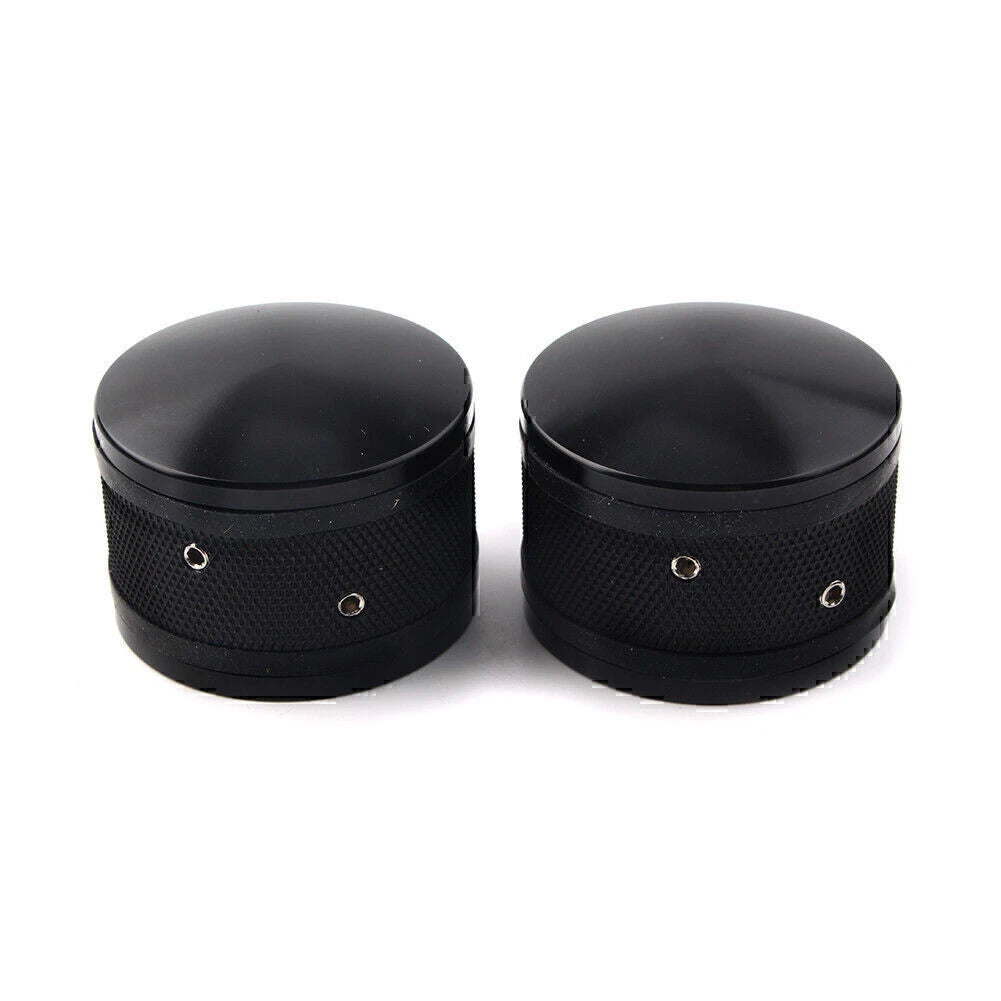 Black CNC Front Axle Nut Cover Caps for Harley Sportster Softail Road King