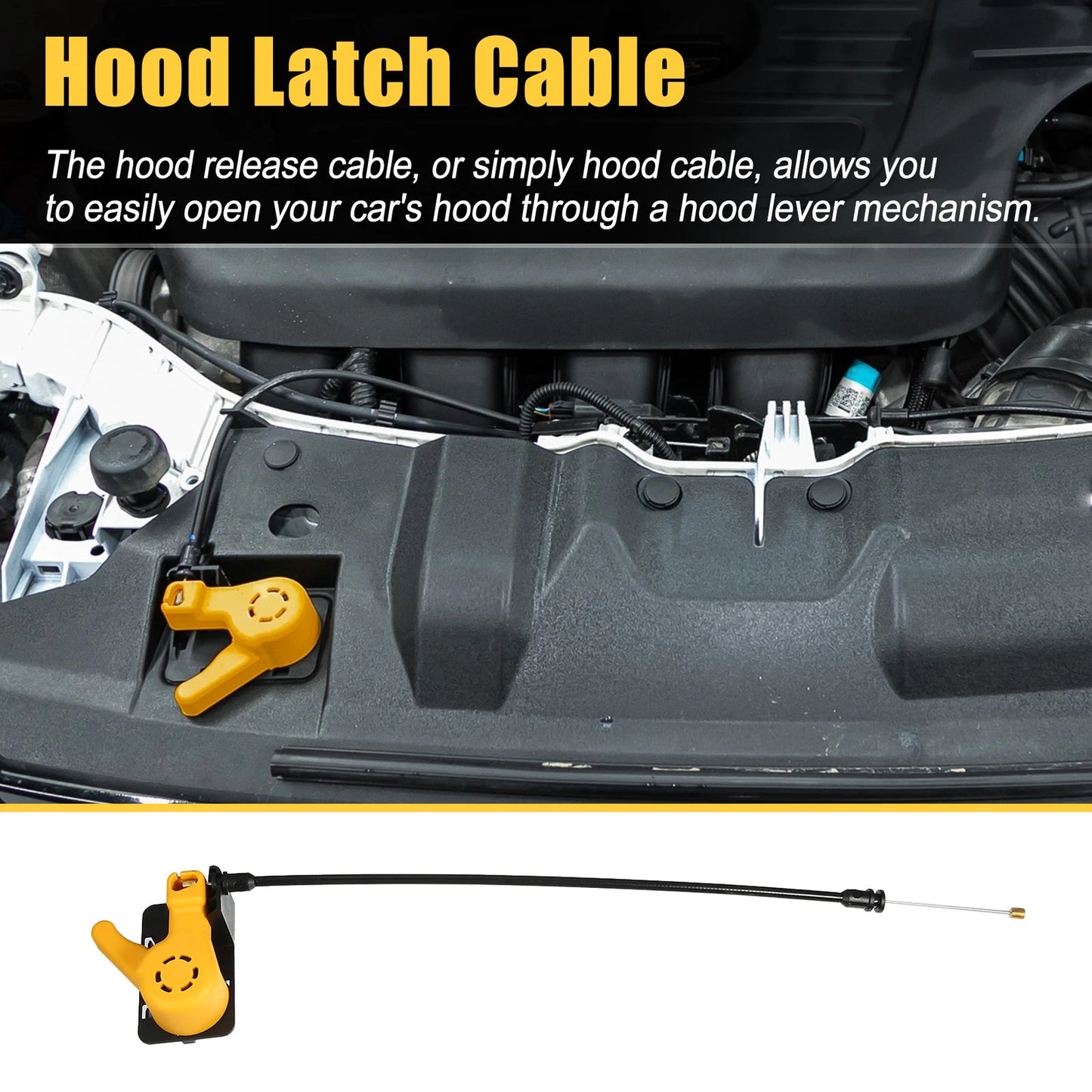 Hood Release Handle Cable for Ford Focus 1.0L 2.0L 2.3L (2012-2018)