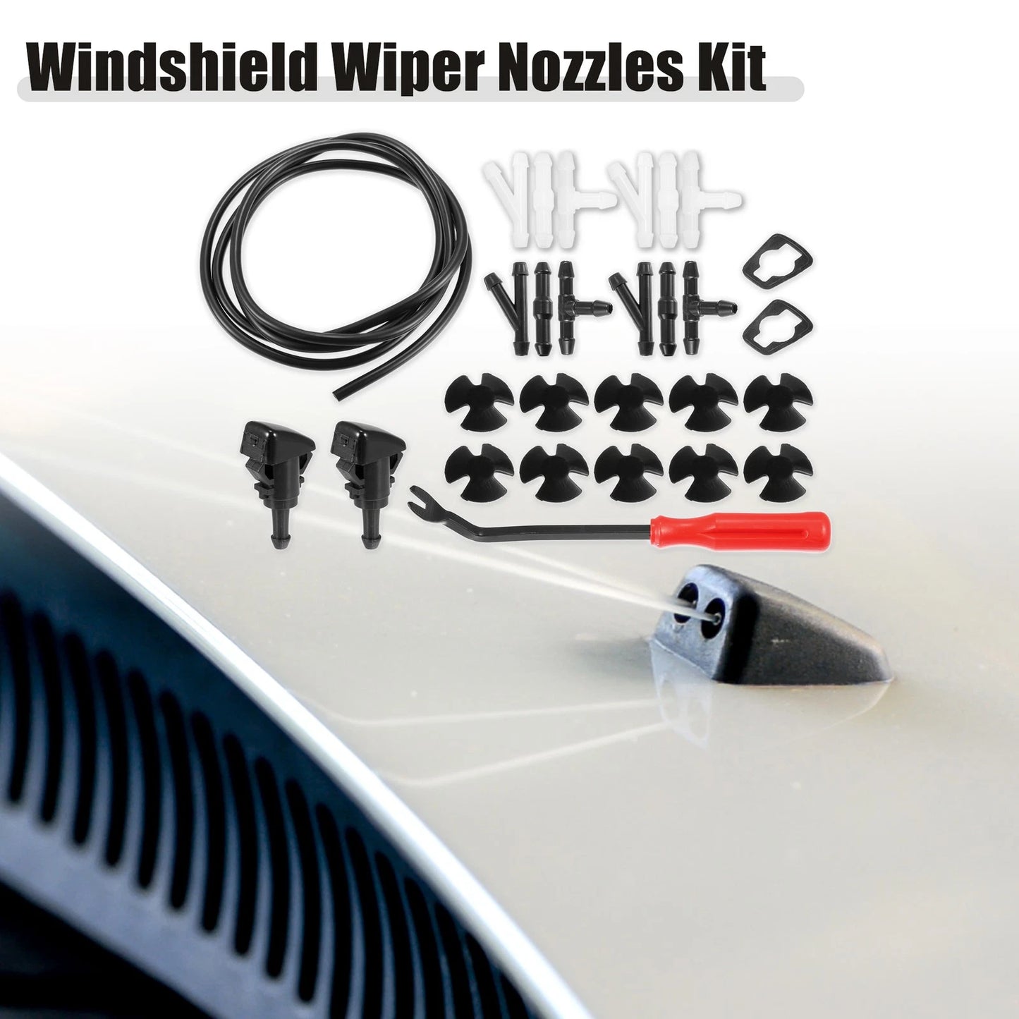Front Windshield Washer Nozzle Kit for Jeep Grand with 2M Hose