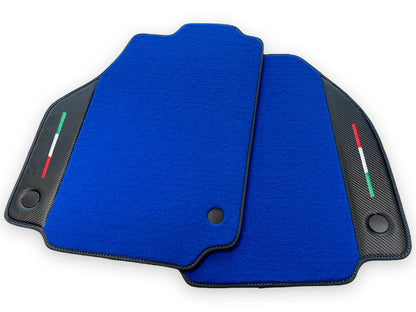 Blue Floor Mats for Ferrari 488 Spider - Carbon Fiber Leather (2015-2020)