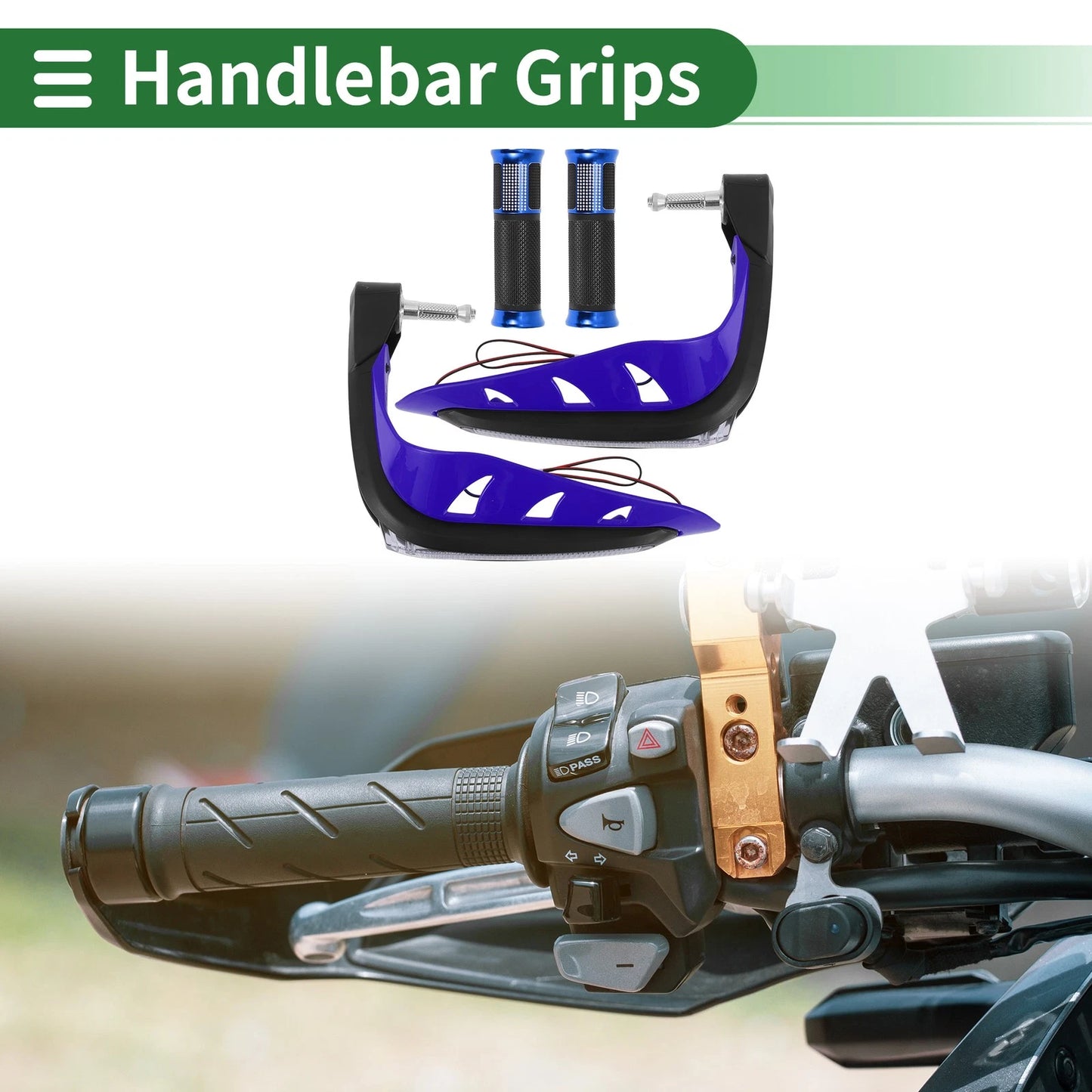 Hand Grips Aluminum Alloy Blue for Motorcycle