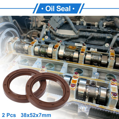 Oil Seal 38x52x7mm FKM Brown 2 Pcs