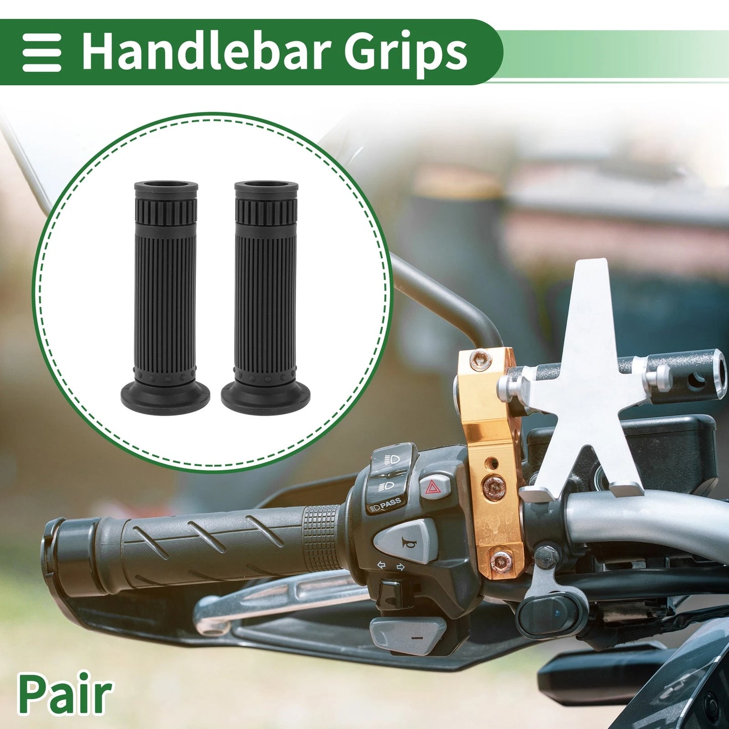 1 x 25mm Hand Grips Cover Handlebar Grips TPU Black for Motorcycle