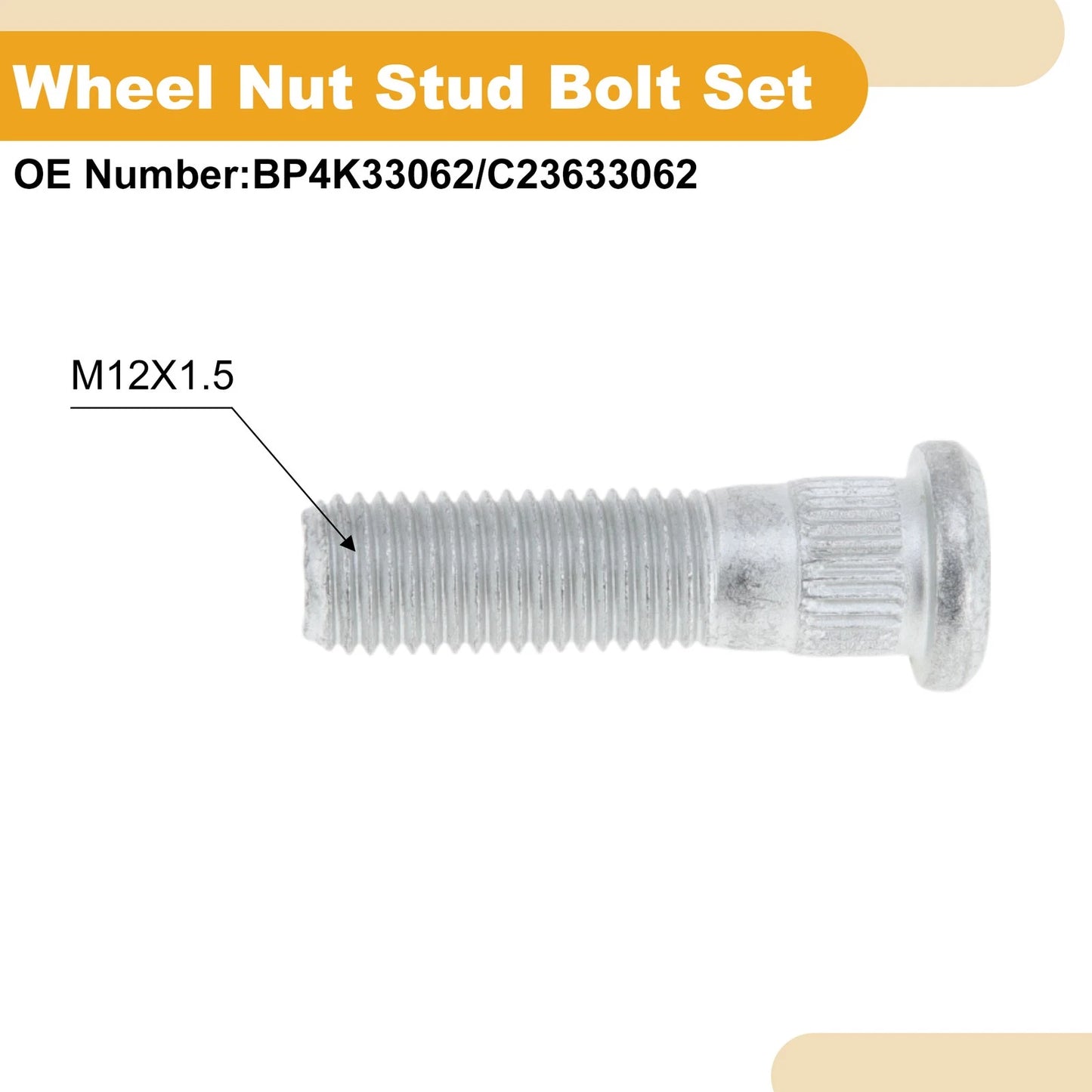 10 x M12x1.5 Wheel Lug Studs for Mazda Mazda3 (2008-2012)