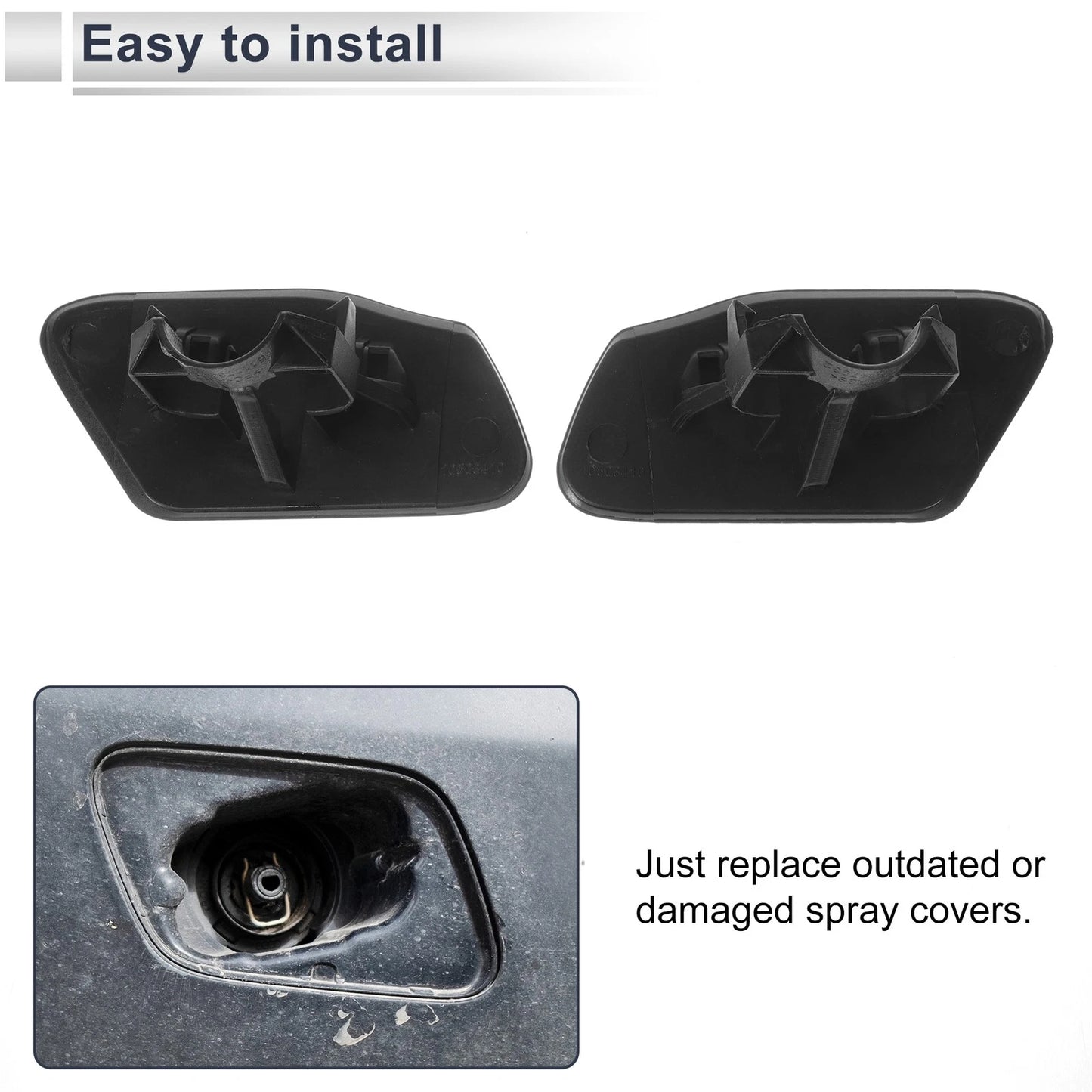 Washer Nozzle Cover Cap for BMW X3 (2011-2017) - Unpainted, 2 x Covers