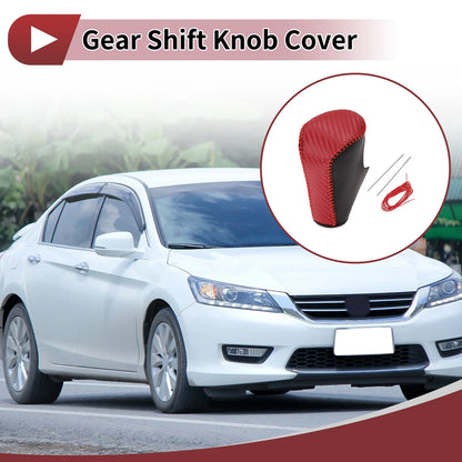 Gear Shift Knob Cover for Honda Accord 2008-2012 Black Red Leather