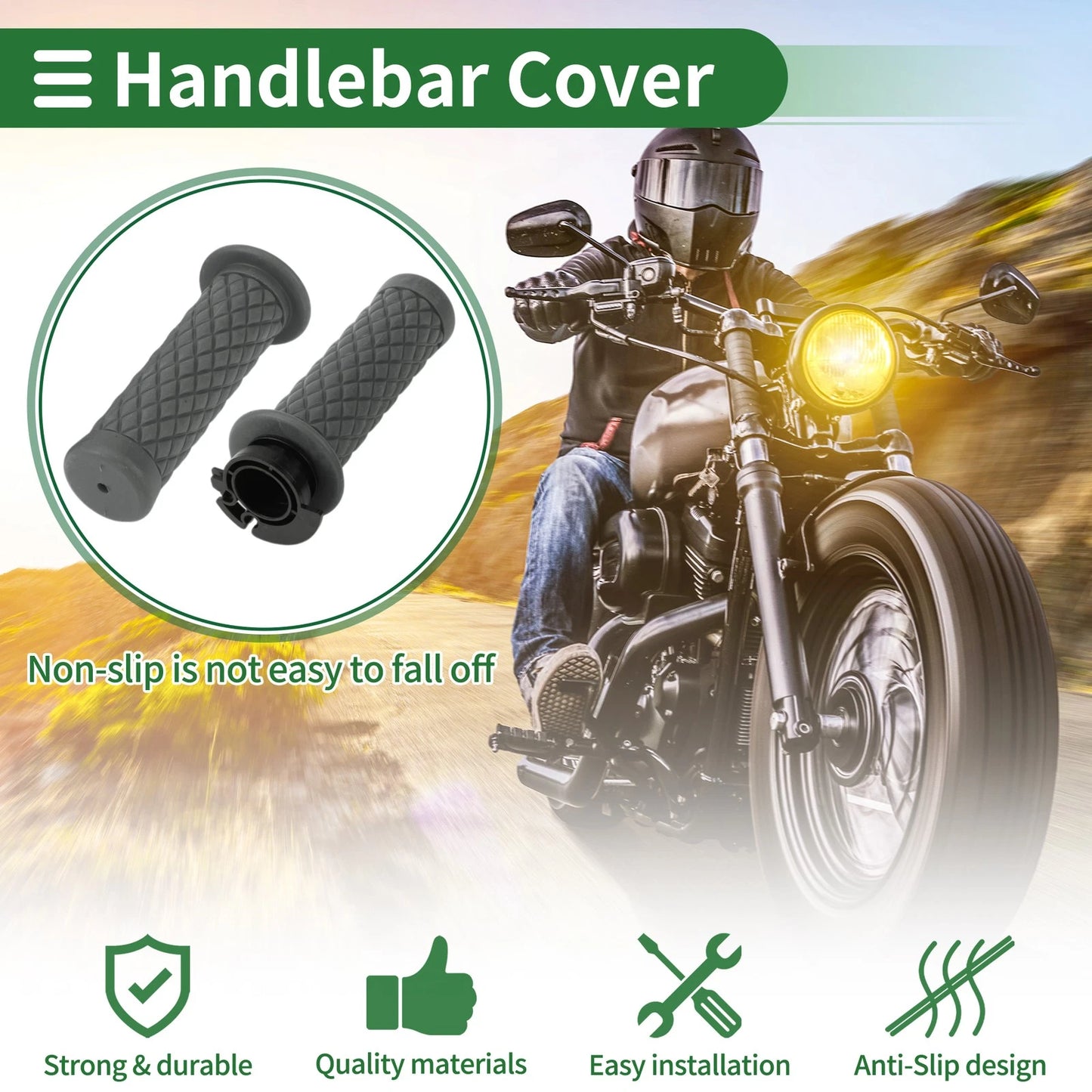 7/8" 22mm Hand Grips Cover for Motorcycle Dark Gray