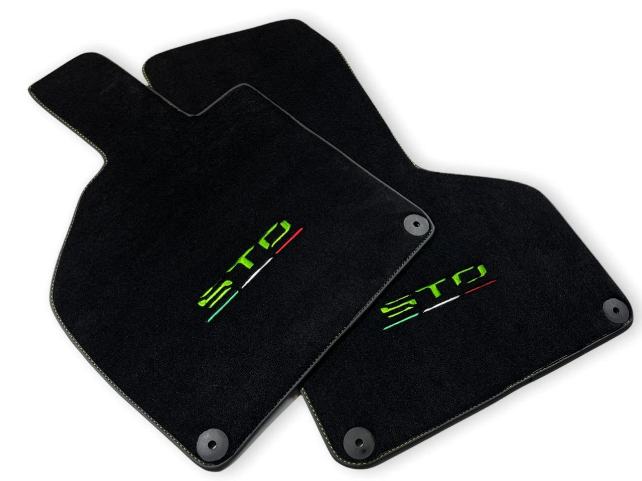 Floor Mats for Lamborghini Huracan STO 2014-2022 Black Green Stitching