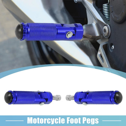 Pair 2 x 8mm Aluminum Alloy Rearset Footrest Footpeg Blue for Motorcycle