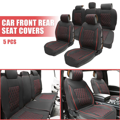 Seat Covers Pad for Dodge Ram 1500 (2009-2023) Black Red 5 Pcs