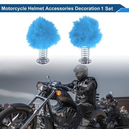 Decoration / 2 x Blue Plush Iron Helmet Accessories for Motorcycle