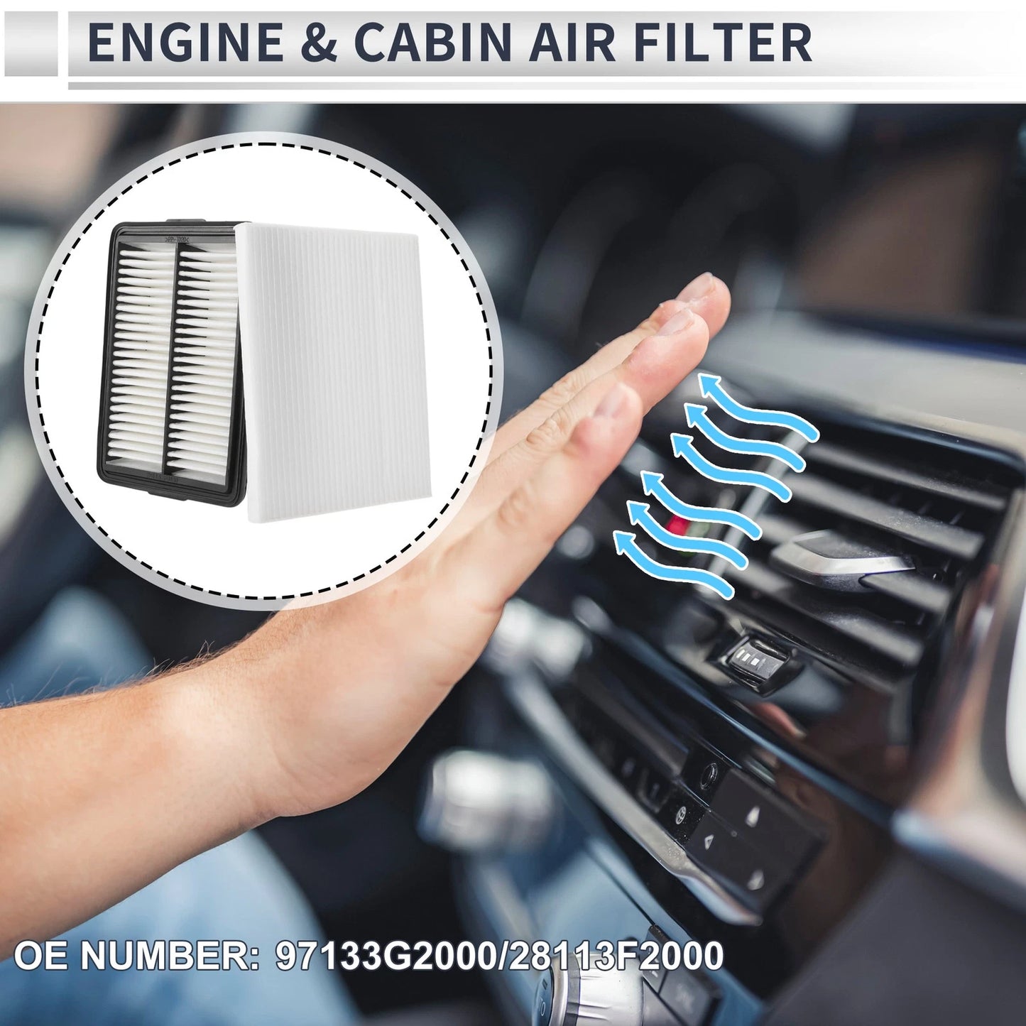 Engine Cabin Air Filter Combo for Hyundai Elantra (2017-2020)