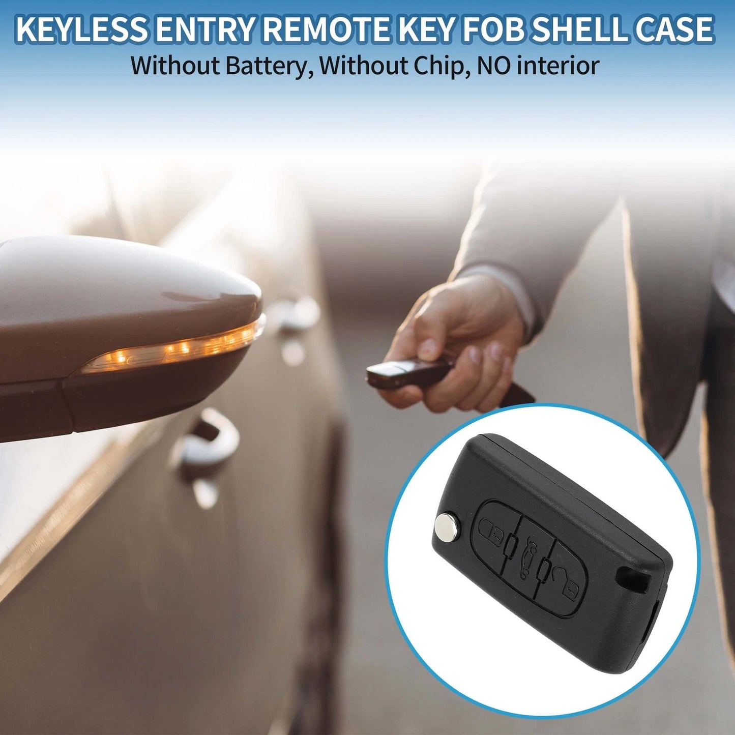 3 x Keyless Entry Remote Fob Shell Case for Peugeot 207 (2006-2014)