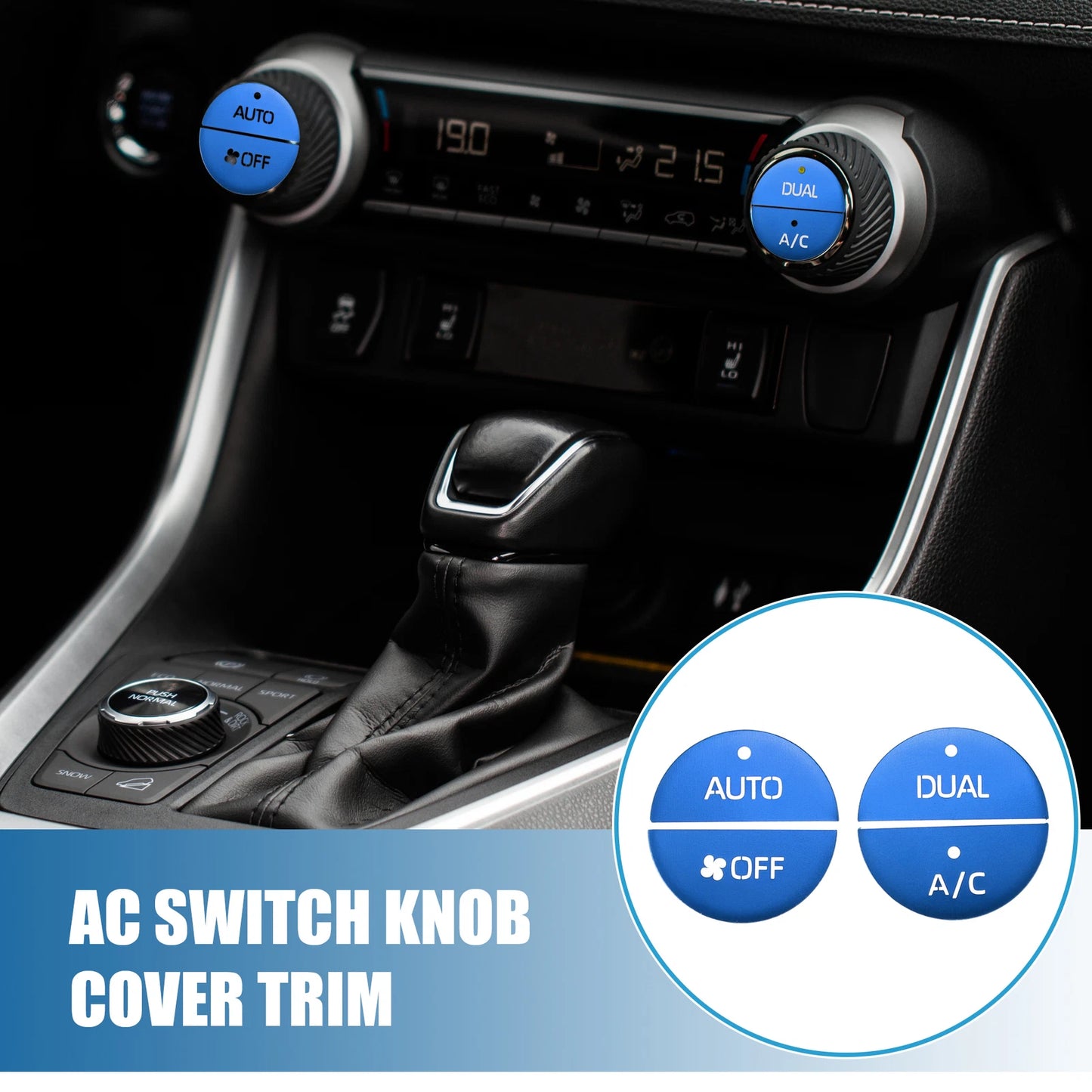 4 Pcs AC Switch Knob Cover Trim for Toyota RAV4 (2019-2022) Aluminum Alloy Blue