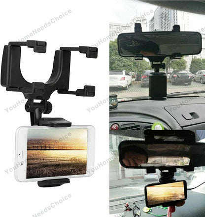 Phone Holder Rear-view Mirror Mount 360° Rotation for Car Truck Smartphone
