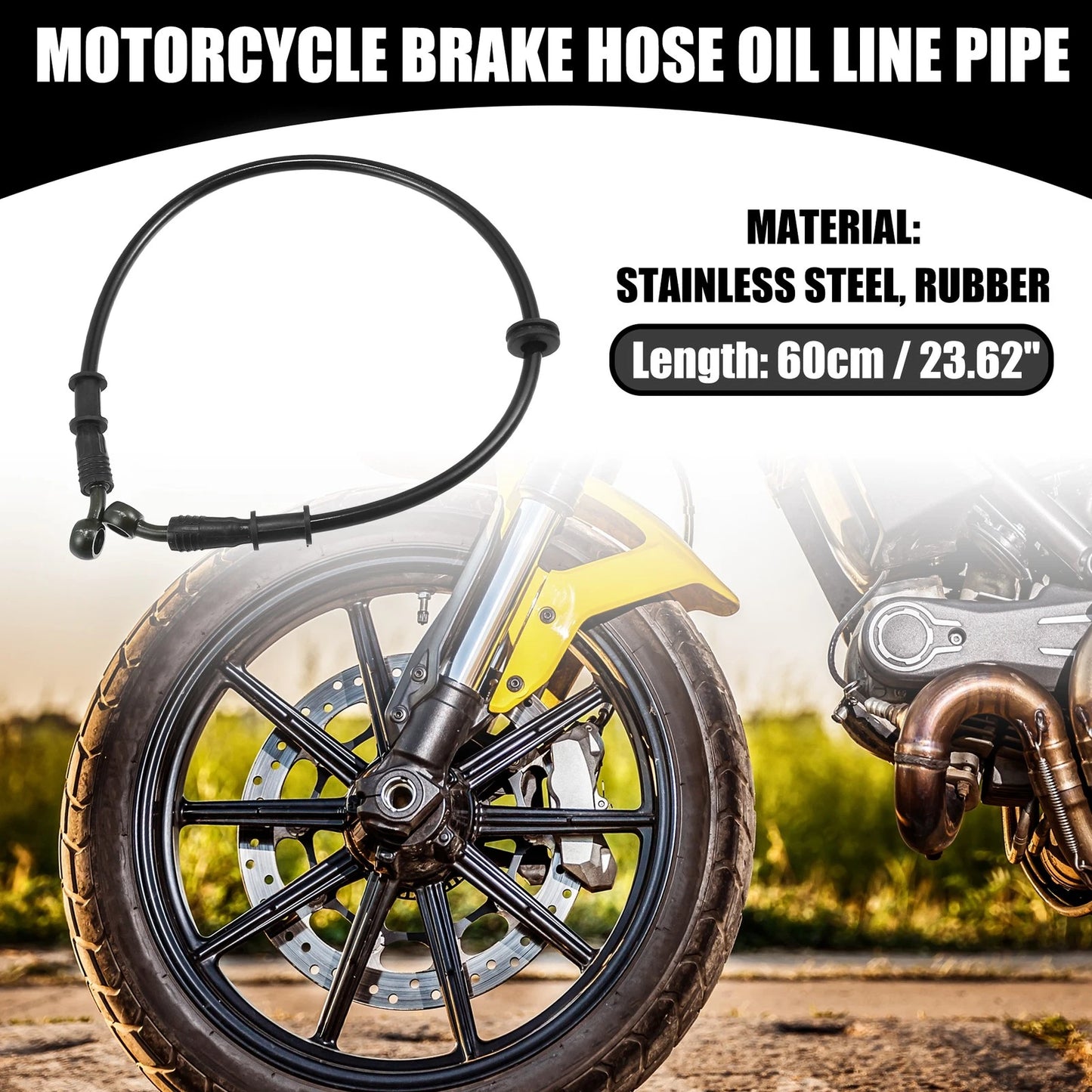 60cm Oil Hose Set for Universal 28 Degree Motorcycle Black