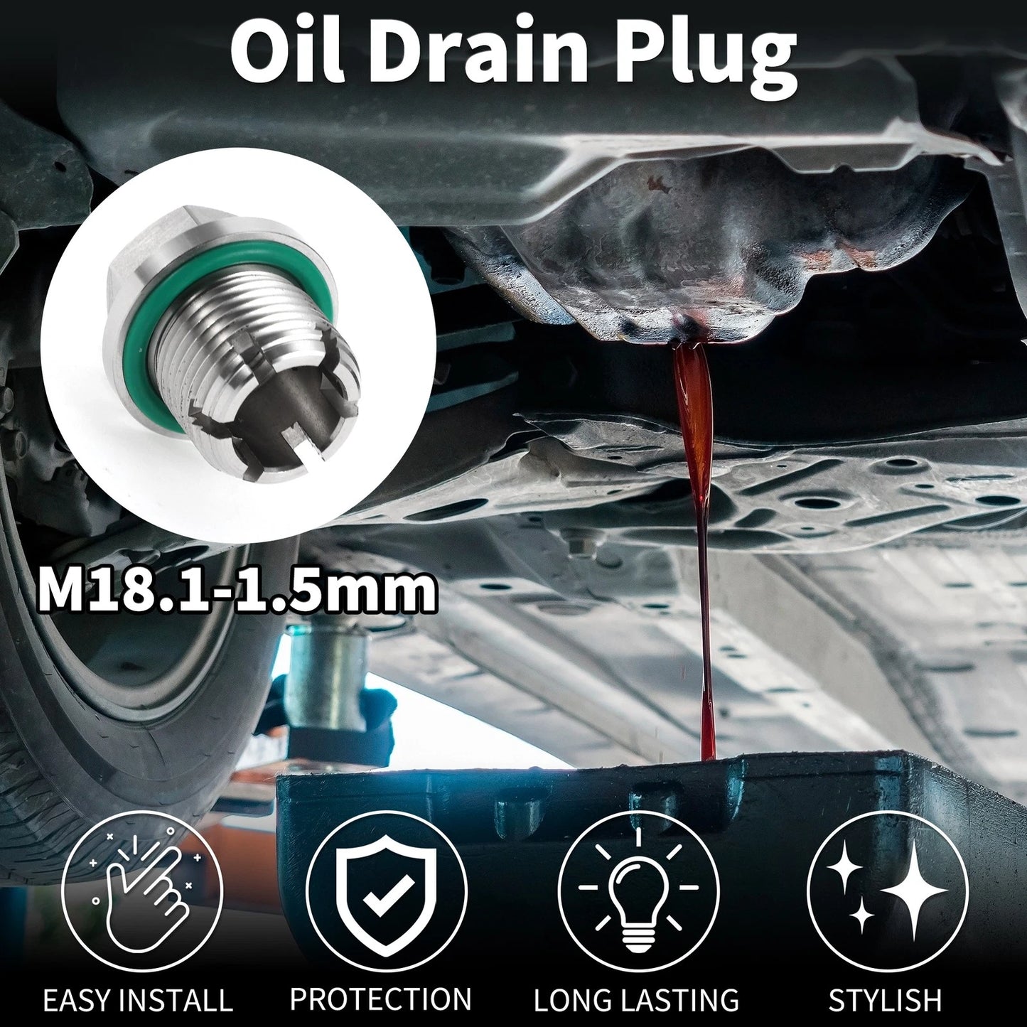 Copper Oil Drain Plug with Gasket for Car & Motorcycle