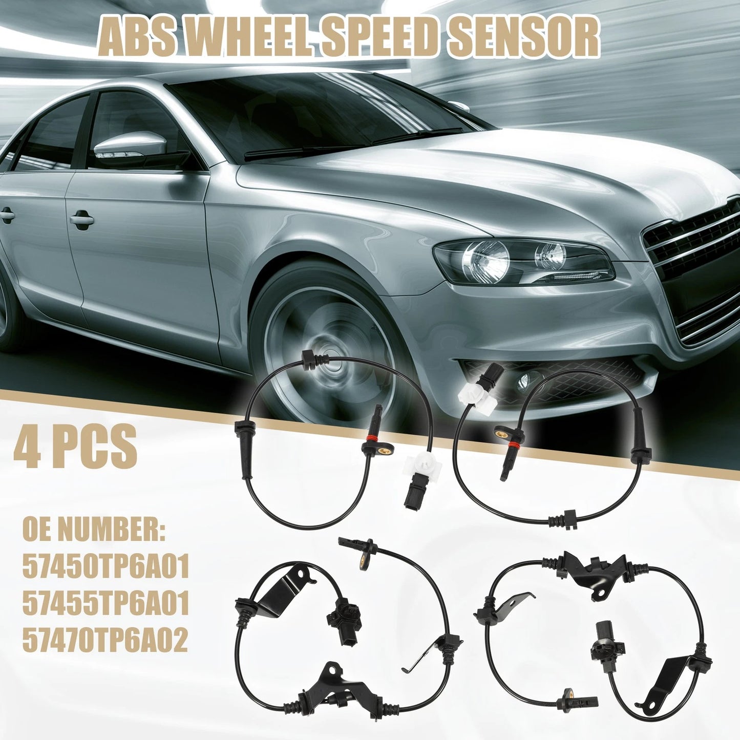 4 x ABS Wheel Speed Sensors for Honda Crosstour (2010-2015)