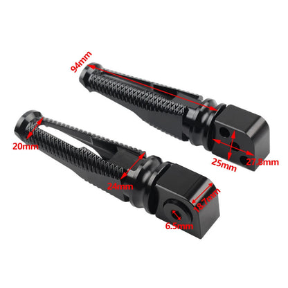 Black Passenger Rear Footrest Pegs for Kawasaki Z300 400 650 900 ZX6R (2015-2023)
