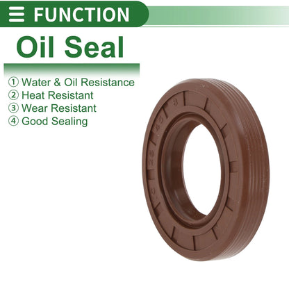 Oil Seal FKM Rubber 25x45x8mm High Pressure Brown 5 Pcs