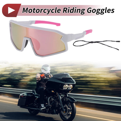 Set Motorcycle Riding Goggles Pink Lens White Pink Frame Tri-Acetyl Cellulos