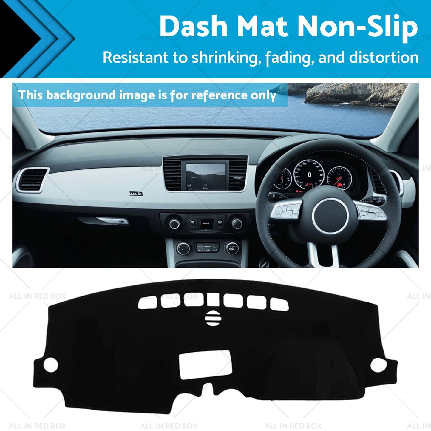 Non-Slip Dashboard Cover for Audi A1 (2012-2018) Black Polyester
