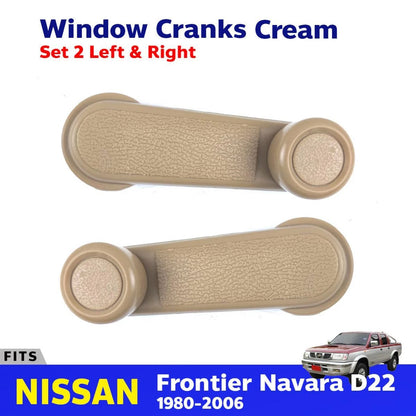 Window Crank Cream Pair Fits Nissan Frontier Navara D22 Pickup Truck 1998-05 D06