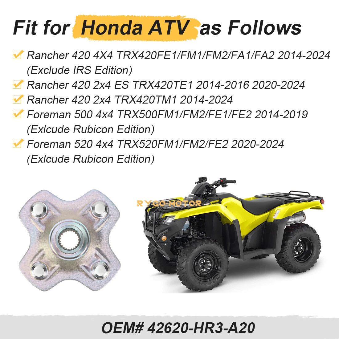 Rear Left Wheel Hub for Honda Rancher 420 4X4 (2014–2024)