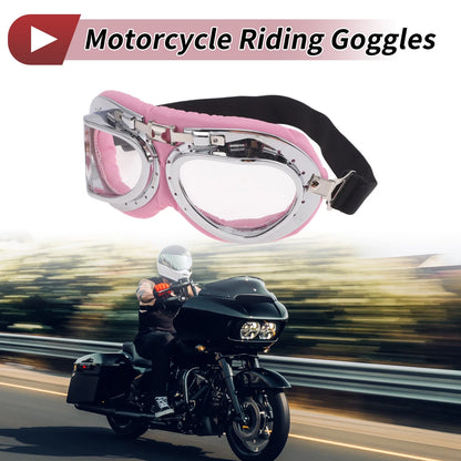 1 Pc Goggles Clear Lens Pink Silver Frame PU Sponge for Motorcycle Goggles