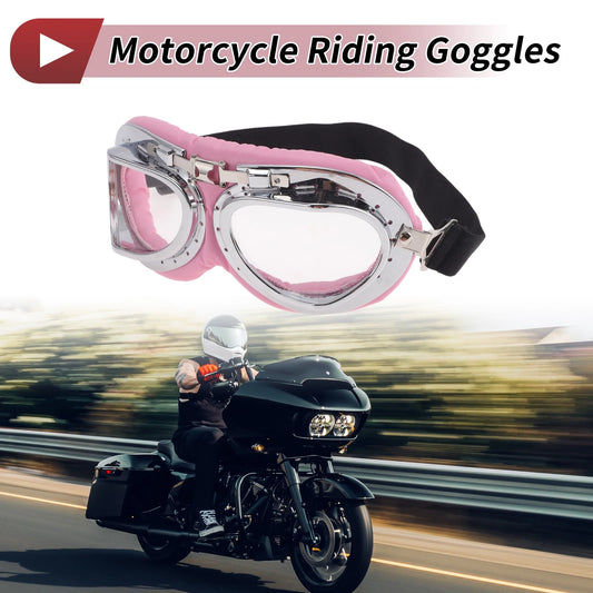 1 Pc Goggles Clear Lens Pink Silver Frame PU Sponge for Motorcycle Goggles
