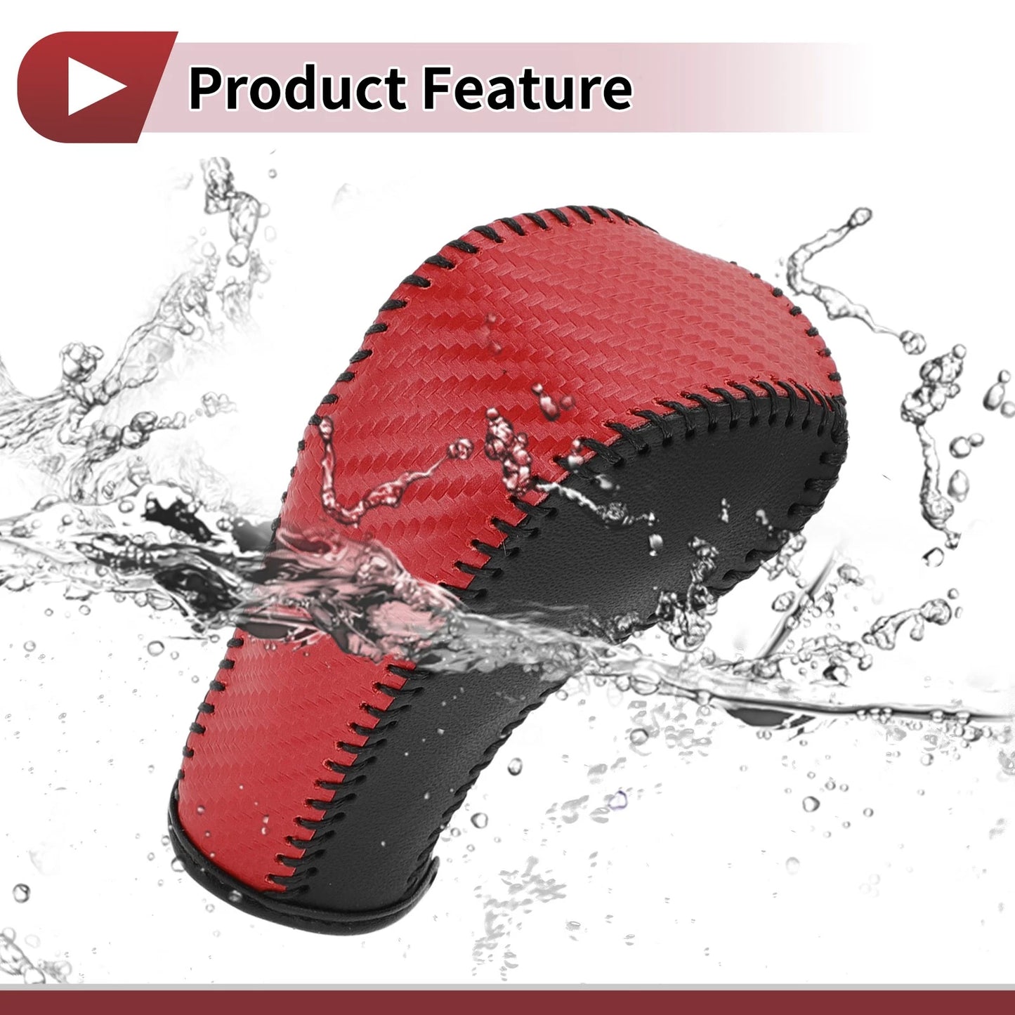 Gear Shift Knob Cover Red Carbon Fiber Black Faux Leather for Chevrolet Cruze
