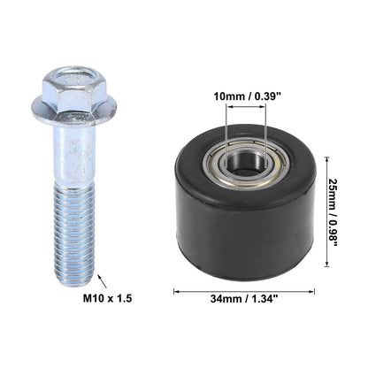 2 x / 10mm / Motorcycle Chain Pulley Roller Slider Wheel Guide Black for Bike