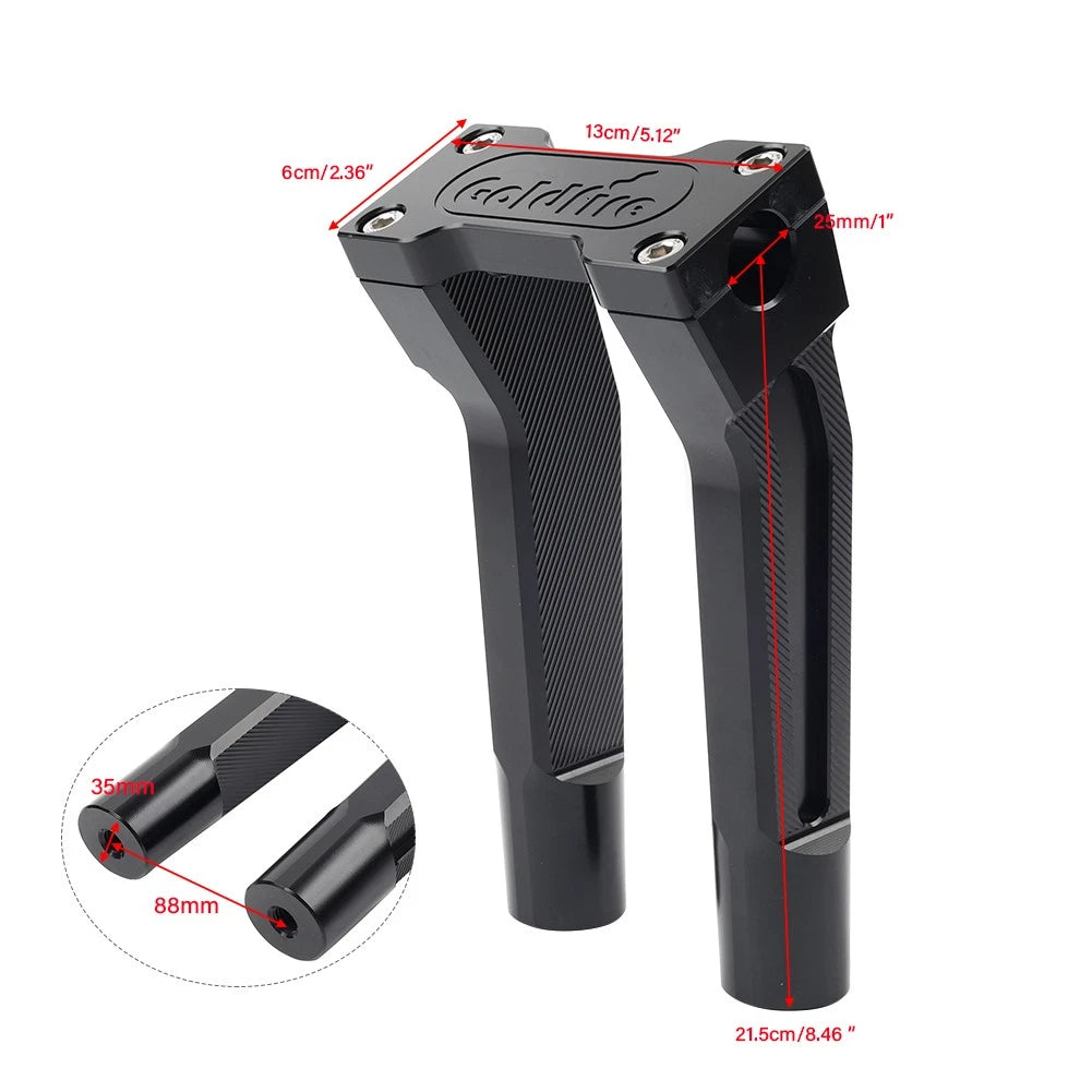 8" Pullback Handlebar Risers Clamp Black for Harley 1" Handlebar (2000-2023)