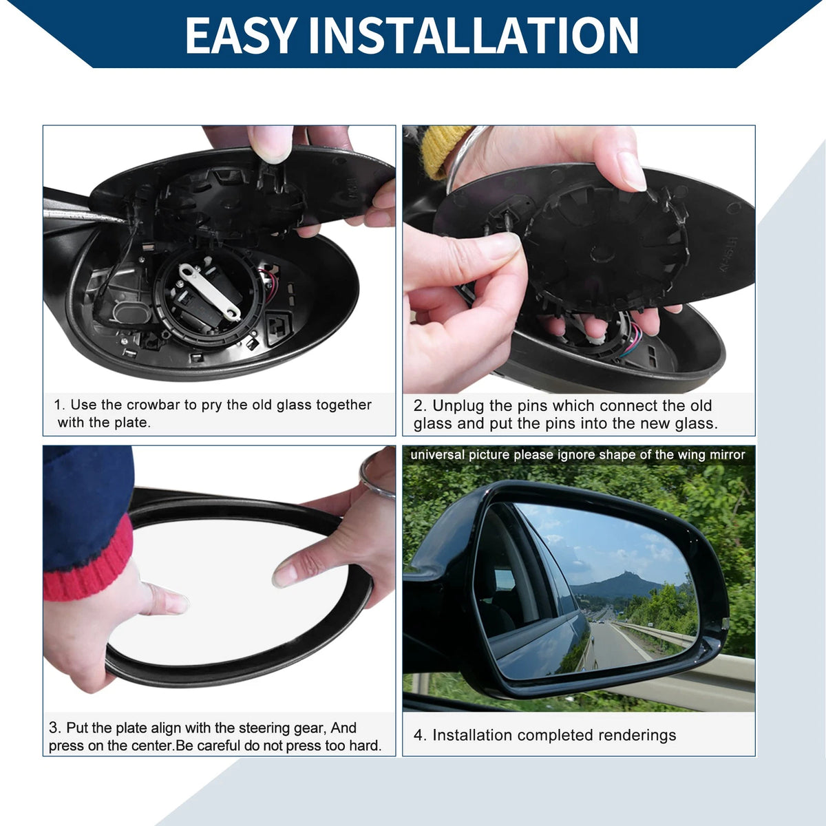 Heated Right Side Mirror Glass for Toyota Sienna (2011-2019)