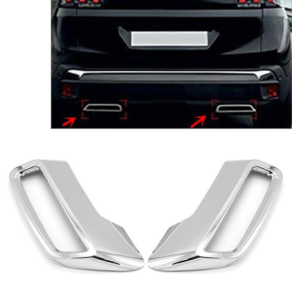 Stainless Steel Exhaust Muffler Tail Pipe Cover for Peugeot 3008 5008 (16-19)