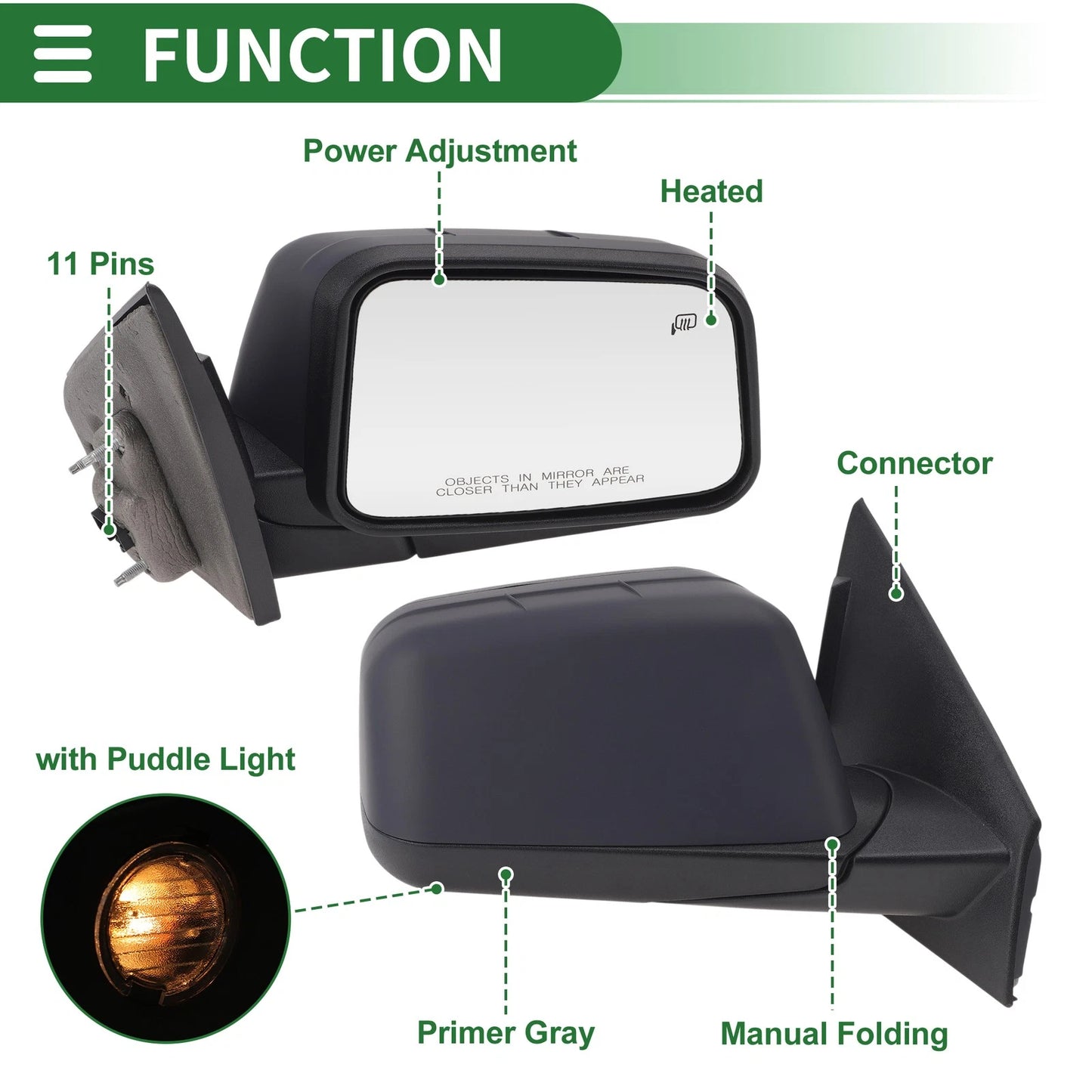 Right Driver Side Door Mirror for Ford Edge (2007-2011)