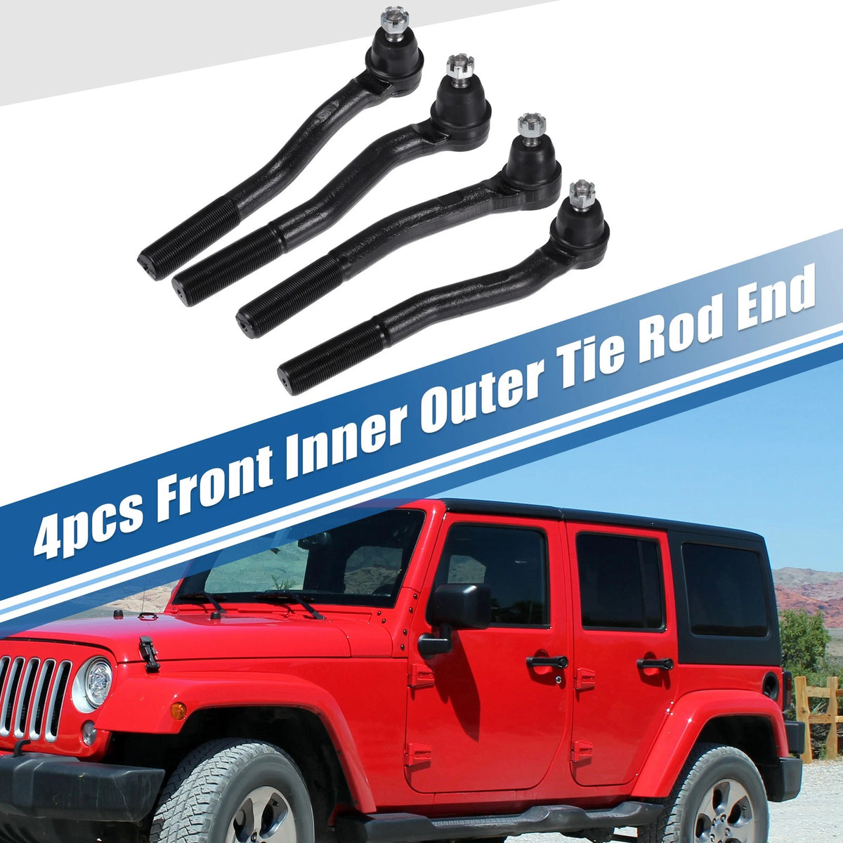 4 x Front Lower Upper Tie Rod End Links for Jeep Grand Cherokee (1999-2004)