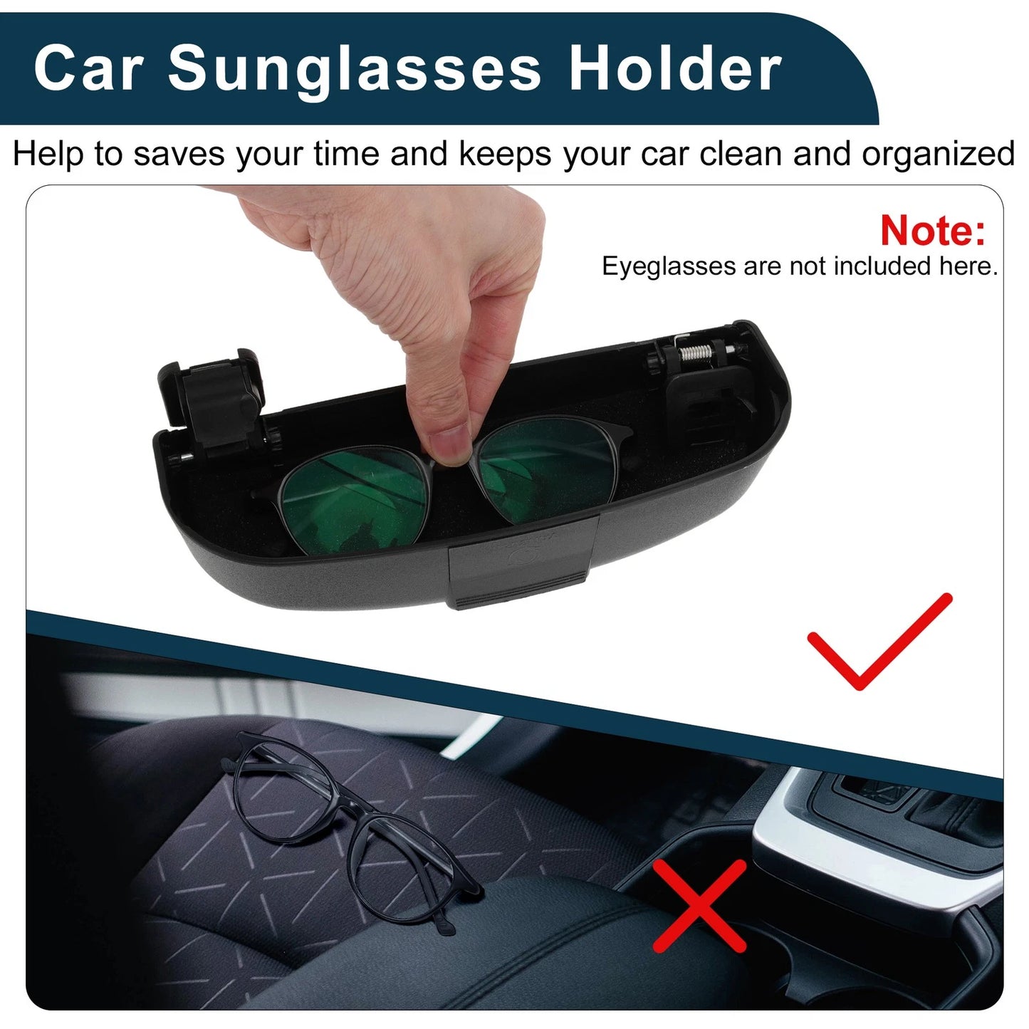 Sunglasses Case for Mitsubishi Lancer Eyeglasses Holder Storage Box Black