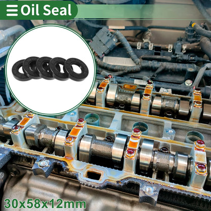 Oil Seal Rotary Shaft Seal NBR Rubber 30x58x12mm Black 5 Pcs