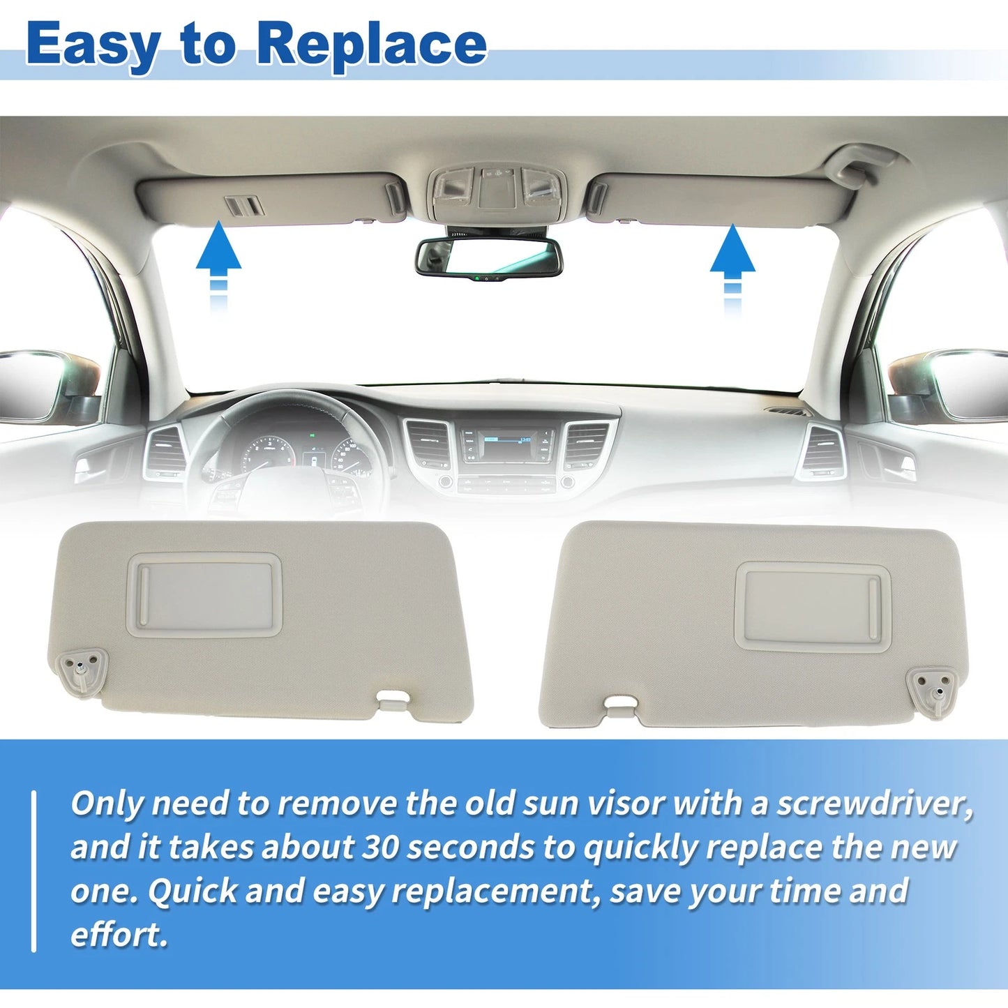 Driver & Passenger Sun Visors for Nissan Versa (2007-2012)