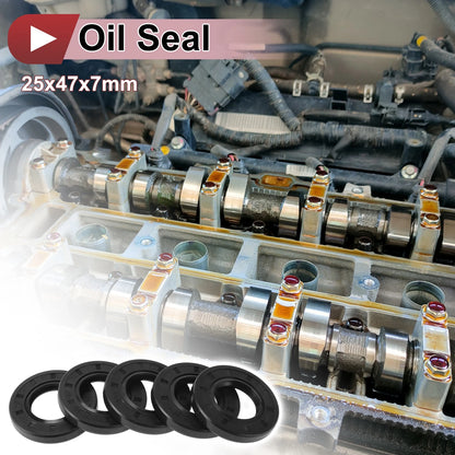Rotary Shaft Seal 25x47x7mm Black 5 Pcs Oil Seal Nitrile 70 Durometer