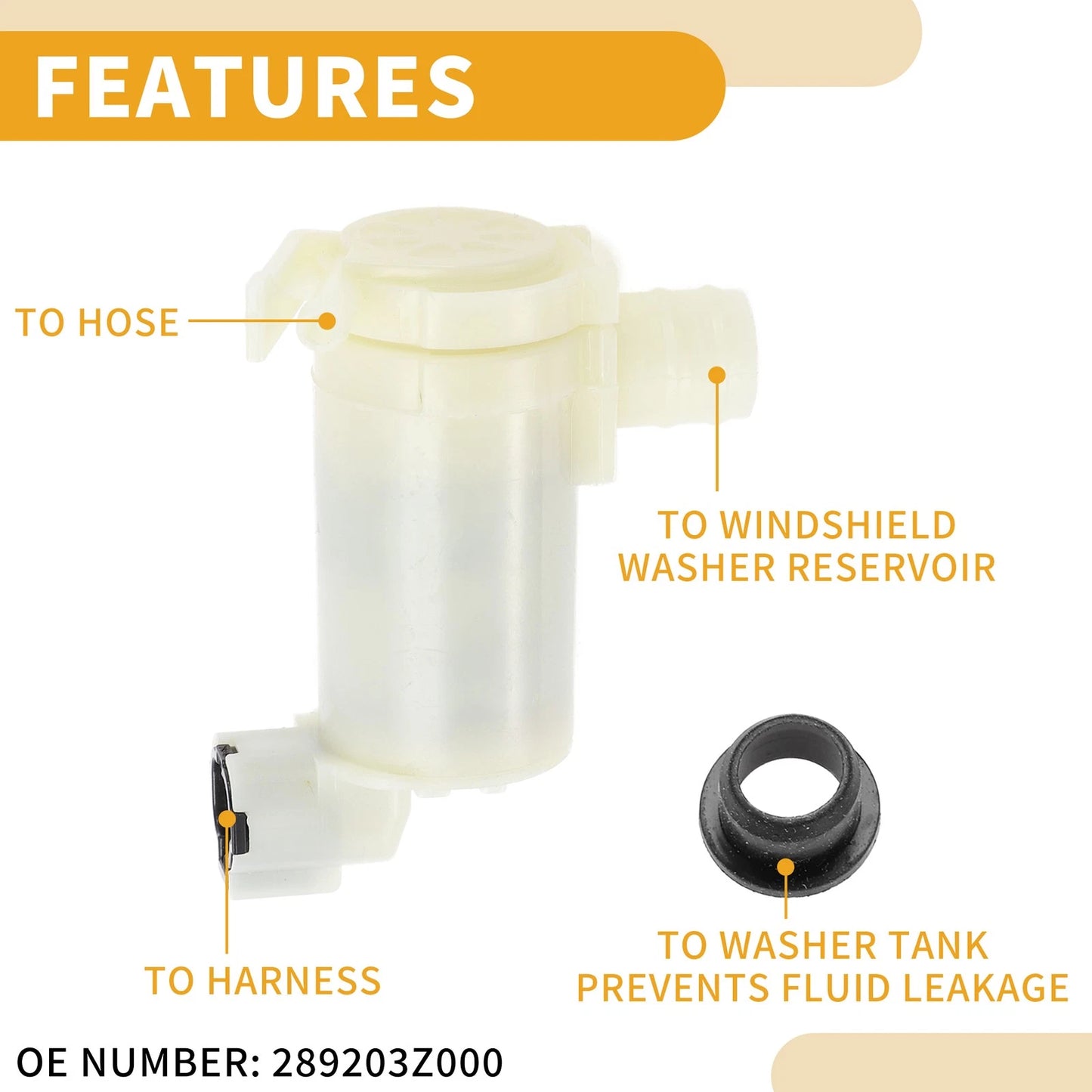 Washer Pump with Grommet for Nissan Pathfinder (1996-2004)