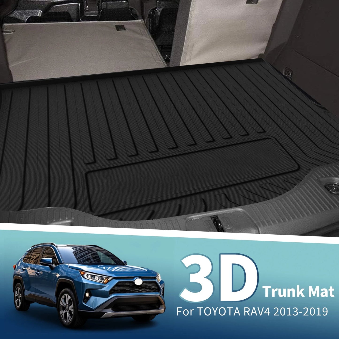 Flat Face Cargo Liner 1 Pc Rear Trunk Mat for Toyota RAV4 (2013–2019)