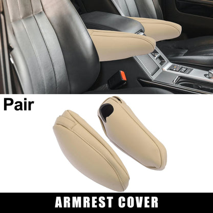 Car Seat Armrest Cover 2 x Microfiber Leather Beige for Toyota Sienna (2011-2018)